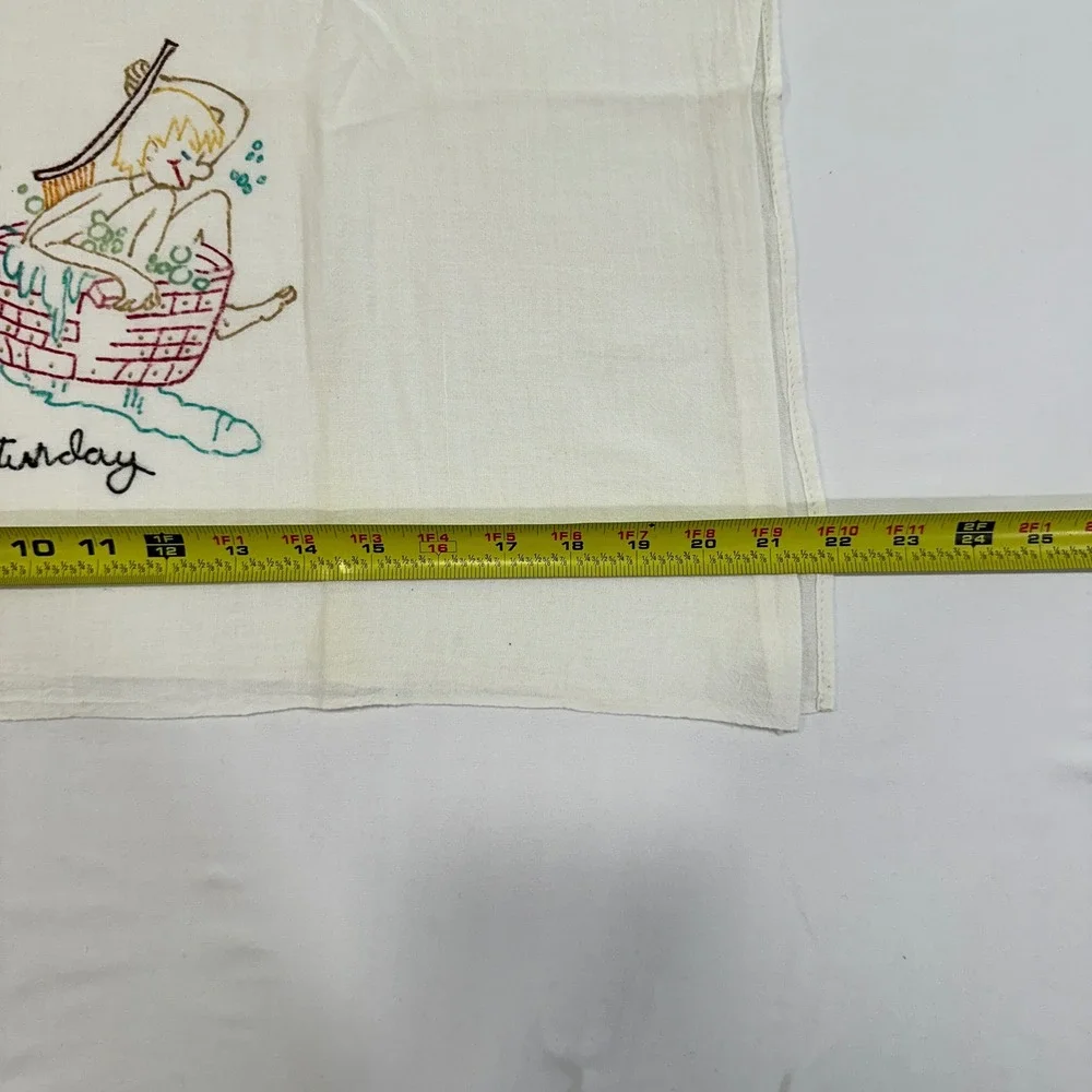 Vintage Days of the Week Tea Towels Hillbilly White Kitsch